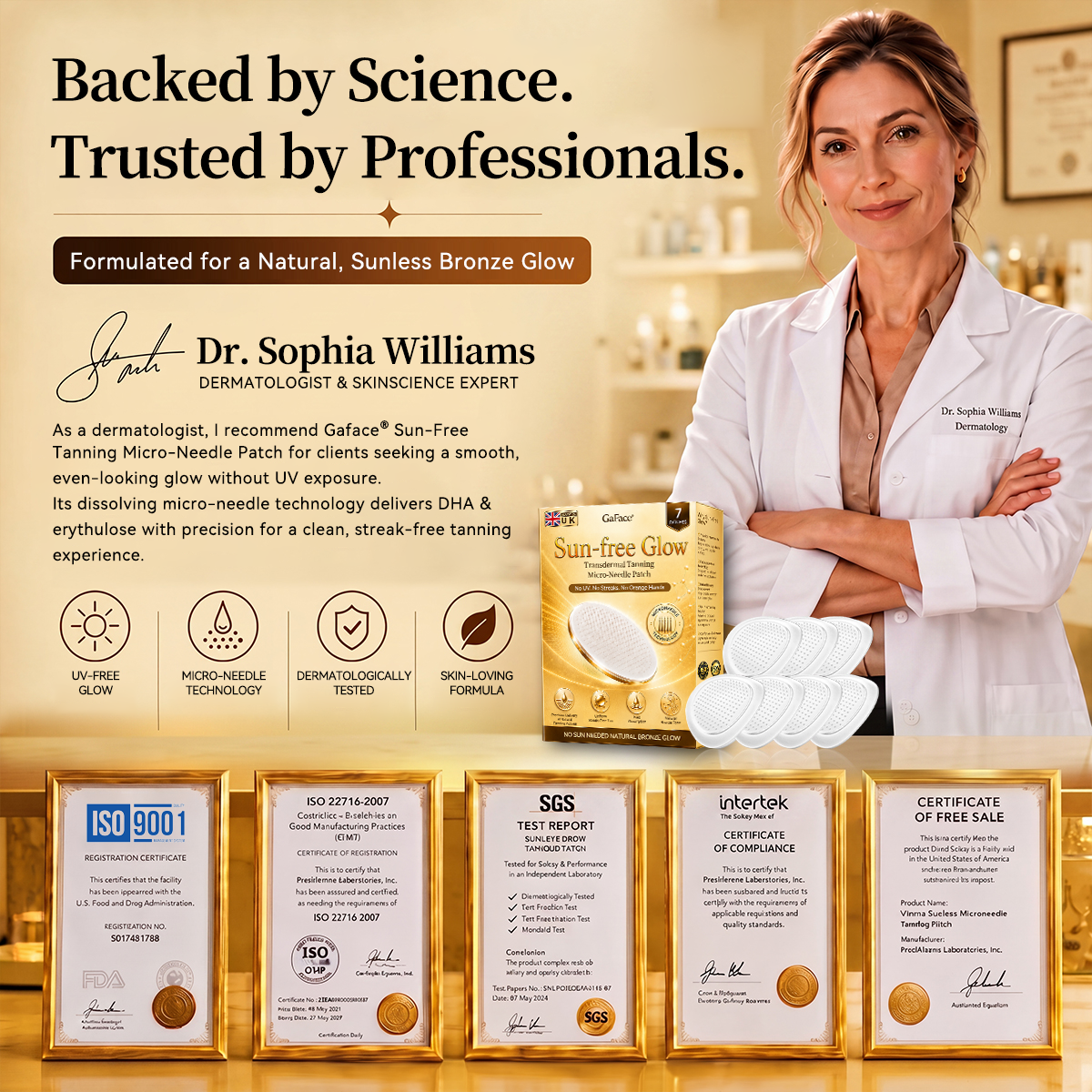 Gaface® Sunless Natural Glow Transdermal Tanning Micro-Needle Patch